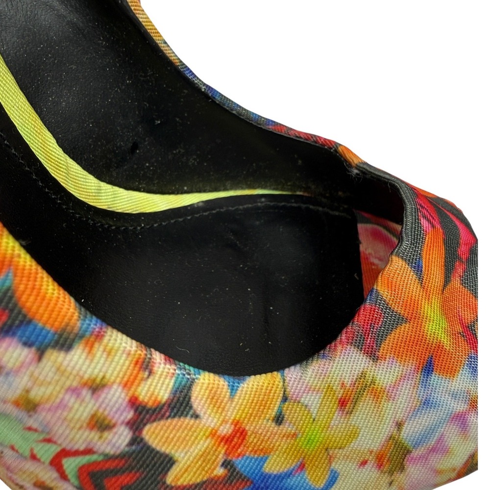 Aldo Floral Tiger Stripe Peep Toe Platform Pumps Heels Multicolor Womens 39 - Picture 9 of 11